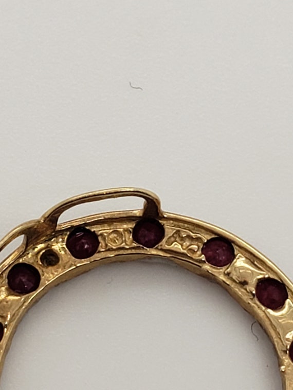 Ruby Round Two Tone 10K Yellow and White Gold Pen… - image 7