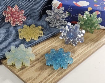 Christmas Tree Decorations; glitter snowflake shapes, various colours available