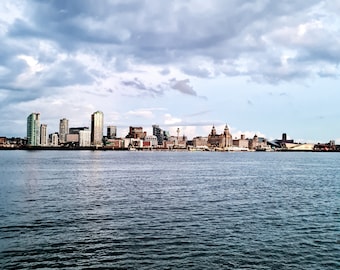 Landscape Photography Print, city theme, 10" x 8" mounted on white board; Liverpool Skyline