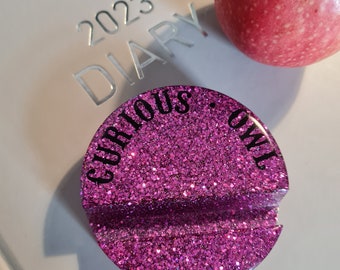 Customise your own phone stand; glitter resin and personalised writing