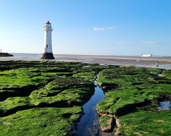 Landscape Photography Print, Nortical theme, 10" x 8" mounted on white board; New Brighton Lighthouse