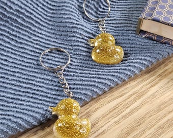 Keyring; yellow duck charms, cute gift idea