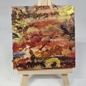 Abstract canvas art | small hand painted canvas | Landscape inspired art | experimental acrylic painting &quot;FIREPIT&quot;