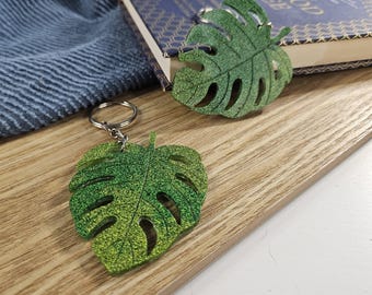 Keyring; Monstera leaf charm, plant lover gift idea