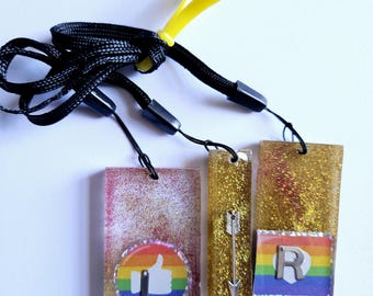 Radiology X-Ray Markers; Metal L & R with Arrow, Glitter Resin LGBT Detail