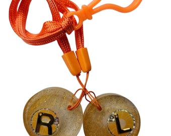 Radiology X-Ray Markers; Metal L & R, Orange glitter resin, Fruit detail, Radiographer gift