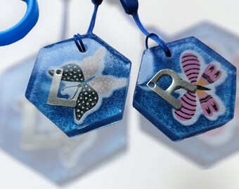 X Ray marker Left and Right | Radiography radiology metal letters | L & R chart markers | Blue with butterflies