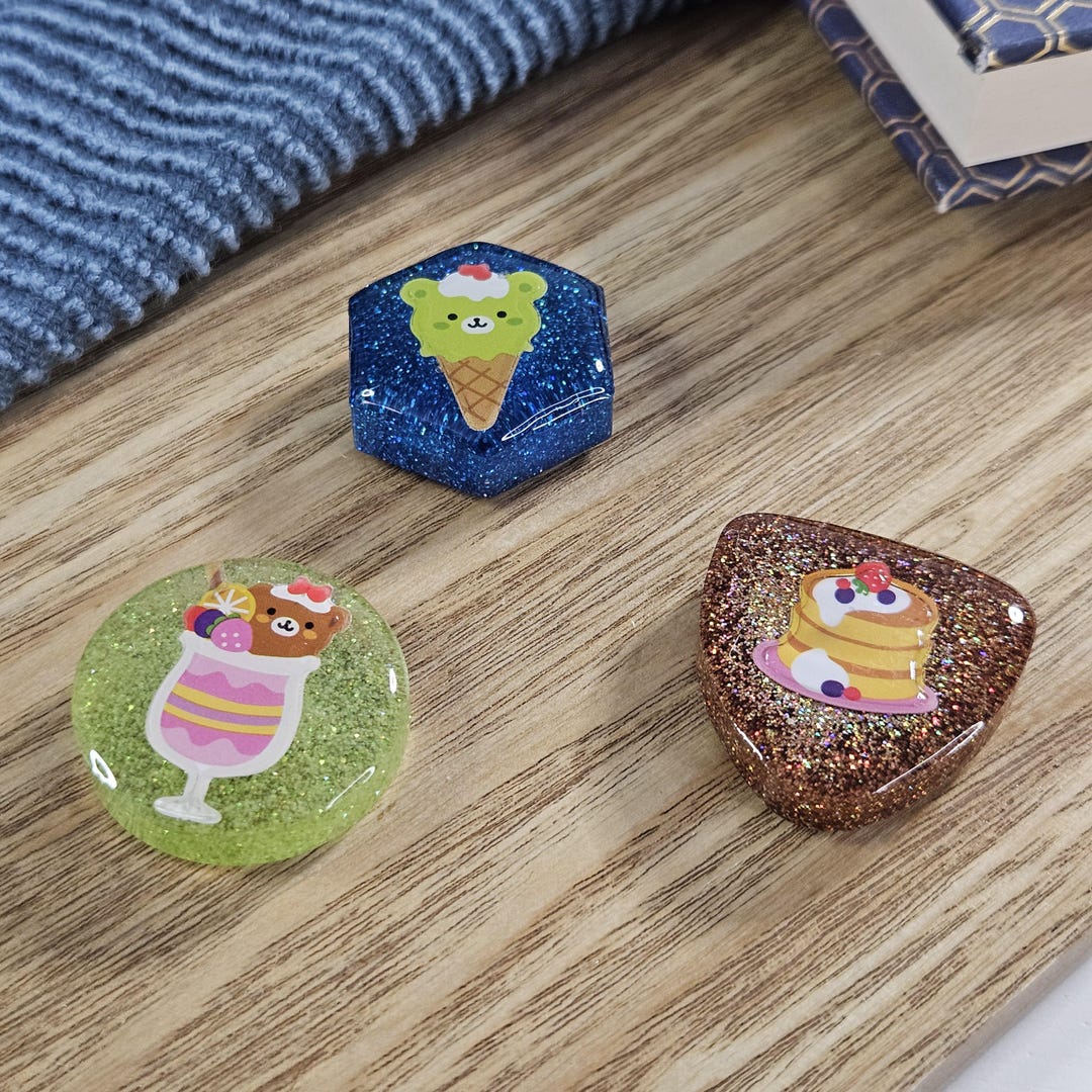 Fridge Magnets; Trio of Magnets Glitter Resin, Kawaii Food Details - Etsy