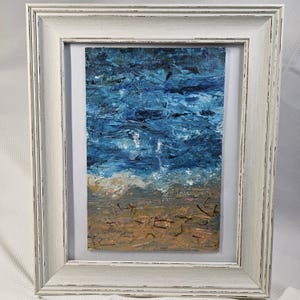 Toile d'art abstraite encadrée | toile peinte à la main | Art inspiré par les émotions | peinture acrylique expérimentale « SURE SHORES »