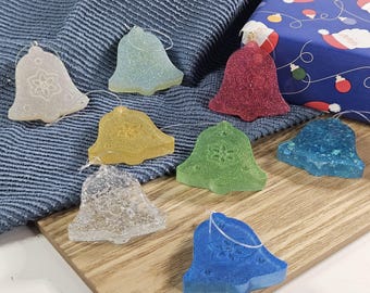 Christmas Tree Decorations; glitter bell shapes, various colours available
