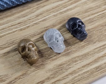 Fridge magnets; trio of skulls, glitter resin magnets, stationary gift