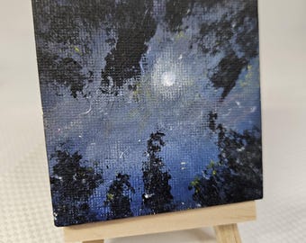 Quadratisches abstraktes Landschaftsgemälde: Acryl auf Leinwand