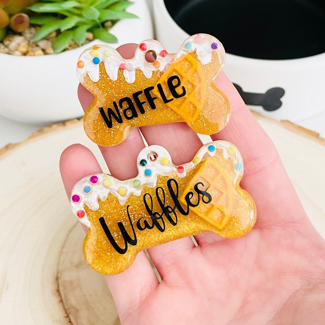 Personalized Waffle Dog Tag Waffles Pet Tag Waffles Pet ID Tag Etsy