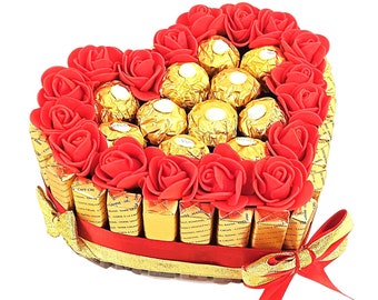 Cadeau chocolat Noël Merci Anniversaire gâteau KINDER Ferrero Rocher Raffaello insolite personnalisé SaintValentin  Coffret Original Femme