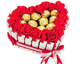 Cadeau chocolat Noël Fête Anniversaire gâteau KINDER Ferrero Rocher Raffaello insolite personnalisé SaintValentin Coffret Original Femme