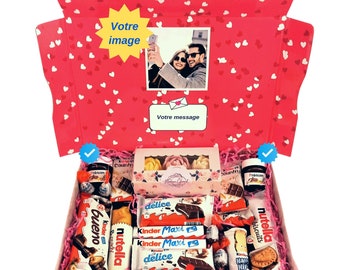 Chocolat cadeau box Saint Valentin Anniversaire personnalisé pour elle femme maman Box Kinder a offrir original Coffret idée  Fête des mères