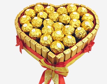 Cadeau chocolat Merci Anniversaire gâteau KINDER Ferrero Rocher Raffaello insolite personnalisé SaintValentin  Coffret Original Femme