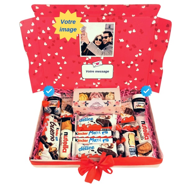 Chocolat cadeau box Saint Valentin Anniversaire personnalisé pour elle femme maman Box Kinder a offrir original Coffret idée  Fête des mères