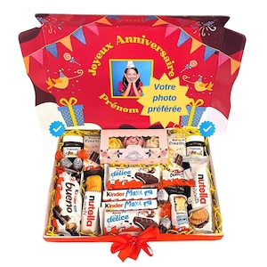 Box Chocolat Kinder Cadeau Anniversaire personnalisé Joyeux Anniversaire avec ou sans photo pour elle femme homme enfant Coffret original