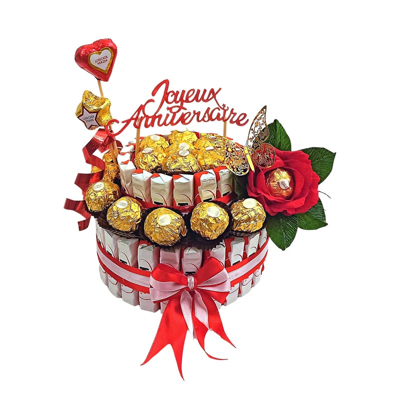 Gâteau cadeau chocolat Anniversaire Kinder Ferrero Rocher Coffret Box ...