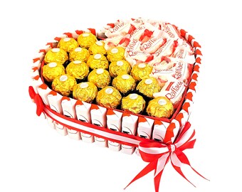 Cadeau chocolat Anniversaire gâteau KINDER Ferrero Rocher Raffaello insolite personnalisé SaintValentin  Coffret gourmandises Original Femme