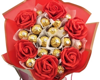 Bouquet chocolat Anniversaire Ferrero Rocher Cadeau insolite personnalisé kinder Coffret gourmandises cadeau Original Femme Fete des meres