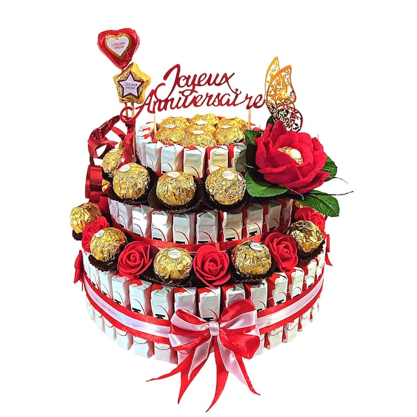 Chocolate Regalo Pastel Cumpleaños Kinder Ferrero Rocher Caja Regalo Golosinas Personalizadas Idea Original Mujer Niño Día de la Madre