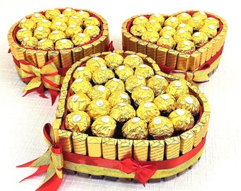 Cadeau Ferrero Rocher chocolat insolite personnalisé Cœur d'OR Saint Valentin Anniversaire KINDER Coffret gourmandises cadeau Original Femme