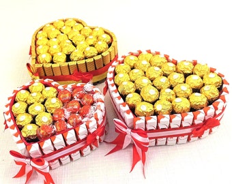 Cadeau Ferrero Rocher KINDER chocolat insolite personnalisé Cœur d'OR Saint Valentin Anniversaire Coffret gourmandises cadeau Original Femme