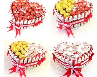 Cadeau chocolat gâteau KINDER Ferrero Lindt  insolite personnalisé  Saint Valentin Anniversaire Coffret gourmandises cadeau Original Femme