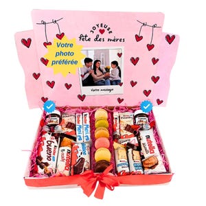Cadeau Chocolat personnalisé Fête des mères 2025 box Kinder Anniversaire box Merci avec ou sans photo boîte original