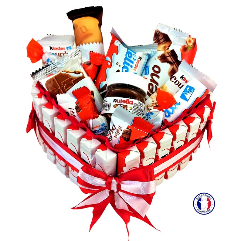 Cadeau Chocolat Anniversaire Box gâteau Kinder personnalisé original Saint Valentin Coffret idée Original Femme Enfant Fête des mères L (18cm 620g)