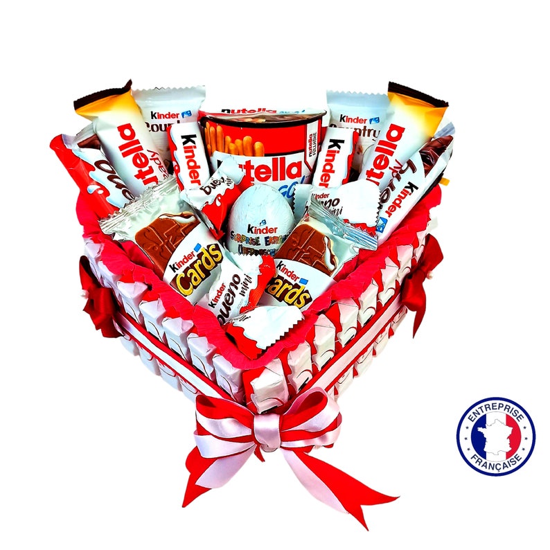 Cadeau Chocolat Anniversaire Box gâteau Kinder personnalisé original Saint Valentin Coffret idée Original Femme Enfant Fête des mères XL (21cm 810g)