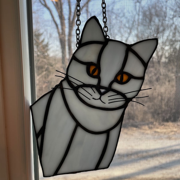 Peeking Cat Stained Glass Patterns Etsy