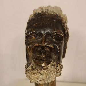 Vintage Hand Carved African Soapstone Bust 8&quot; Tribal Leader