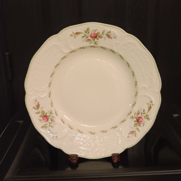 Very RARE Rosenthal Sanssouci Selb Germany US Zone Standard Pattern Round 10" Soup Bowl Porcelain Ivory Pink Rose Green Trim