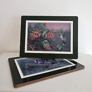 James Hautman for Pimpernel England Set of 4 Wild Birds Cork Backed Placemats Signed