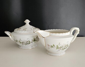 Hawthorn by Franconia Krautheim & Adelburg Creamer and Sugar Bowl w/Lid, Selb Bavaria Germany