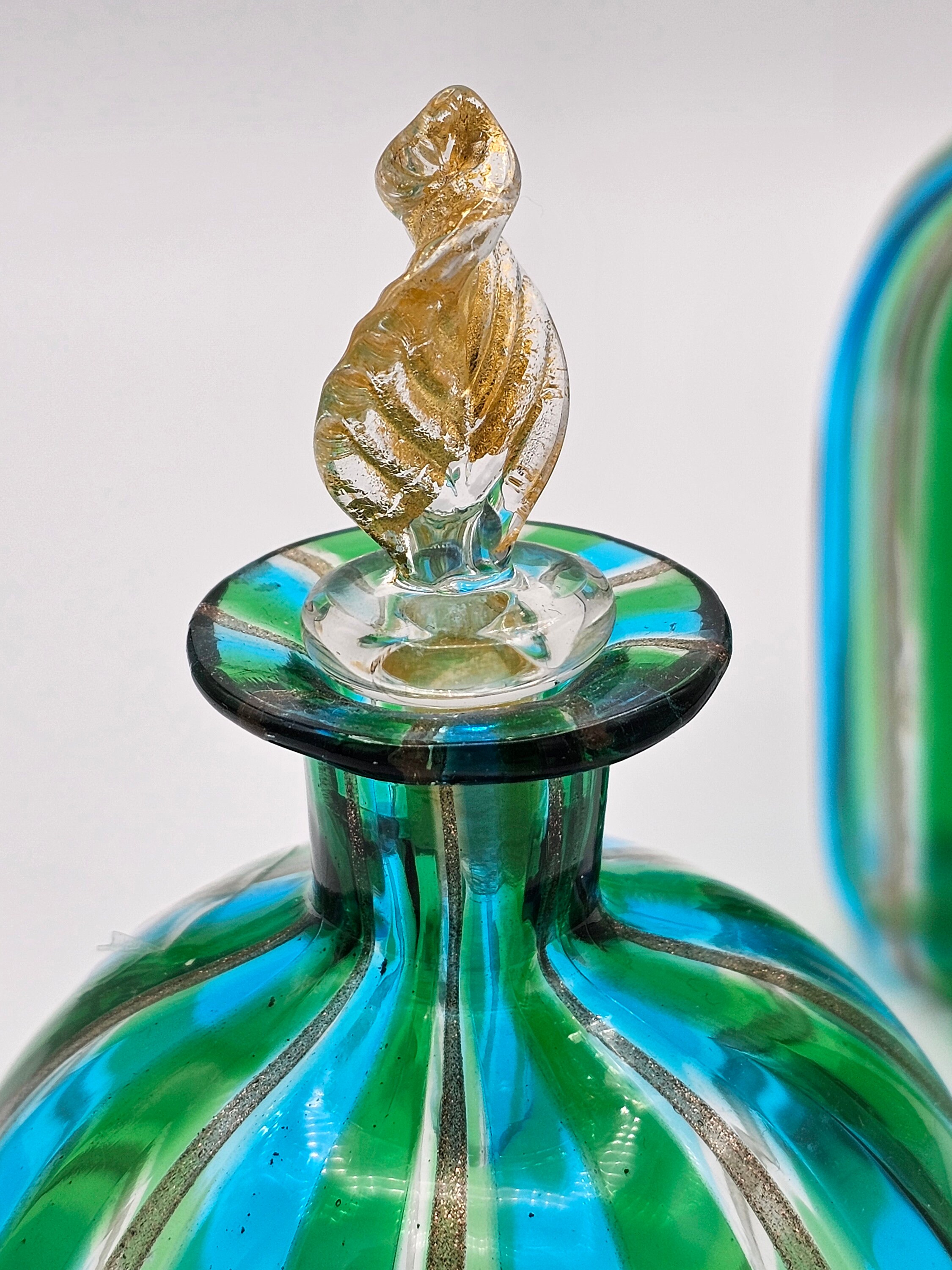 perfume bottle・MURANO，ミルフィオリ・イタリア製 Murano Glass Millefiori Decorative Perfume Bottle, 24k gold