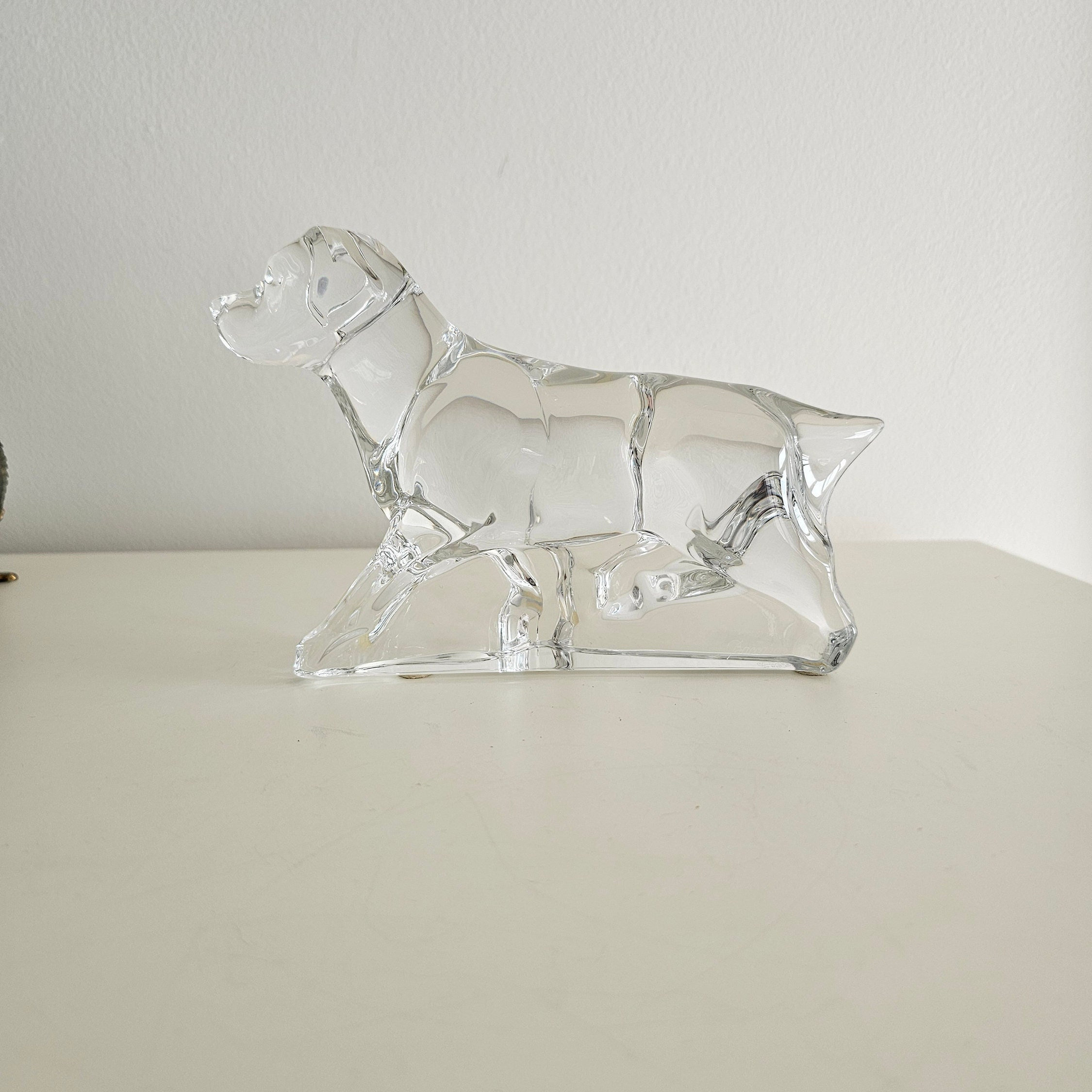 【Maile】Baccarat クリスタル 犬　ラブラドール Baccarat Clear Crystal Labrador Retriever Dog Signed