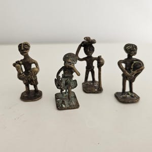 Four (4) Brass African Ashanti Gold Weights Late Period, 1700-1900 AD, Tribal Figurines Male
