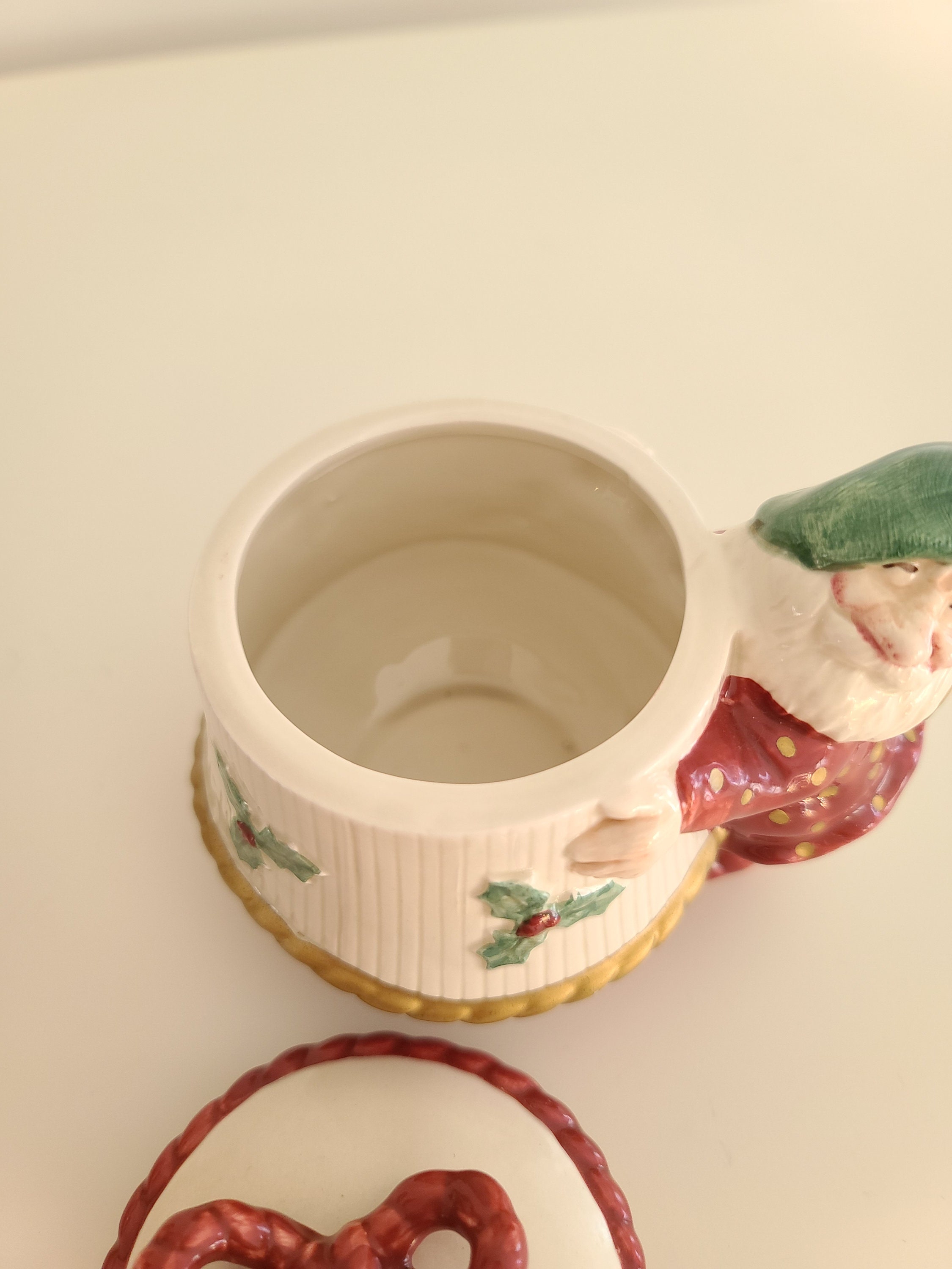 Vintage 1989 Fitz and Floyd Old World Elves Christmas Cream and Sugar