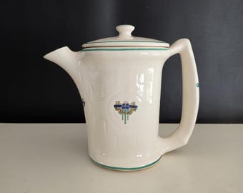 Rare Antique Paden City Pottery WV Grecian Ivory Tall Teapot or Coffee Server