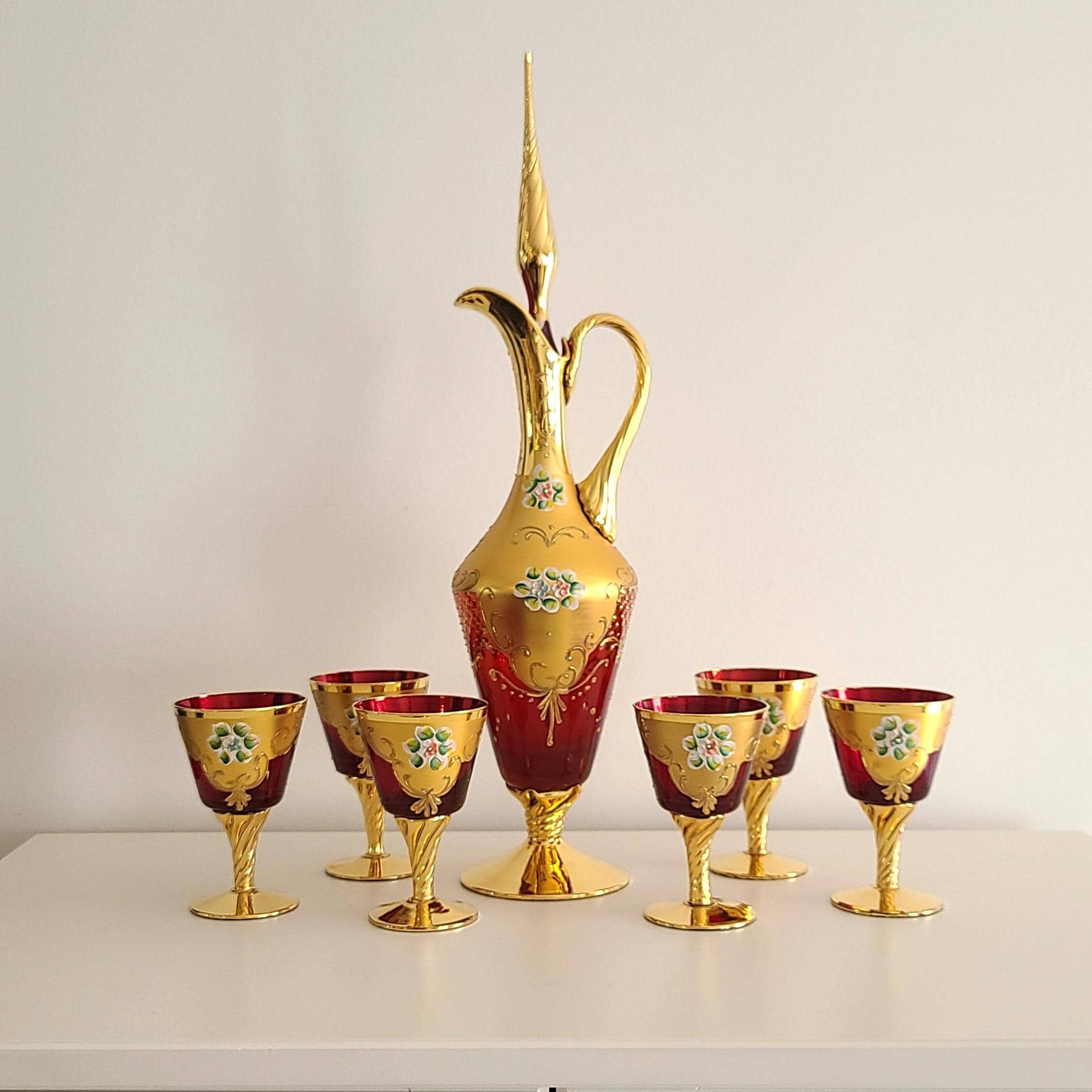 MURANO GLASS ムラノ レッド ライオン モチーフ 装飾 デカンタ MURANO GLASS ムラノ レッド ライオン モチーフ 装飾 デカンタ MURANO