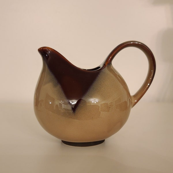 Sango Nova Brown Beige Pottery Creamer Glossy Glaze