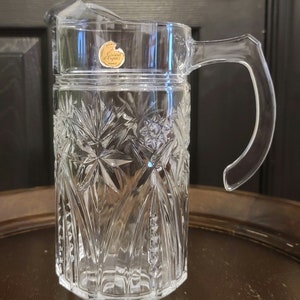 Vintage Cristal d&#39;Arques Durand Open Handle Pitcher 9.5&quot; Made in France
