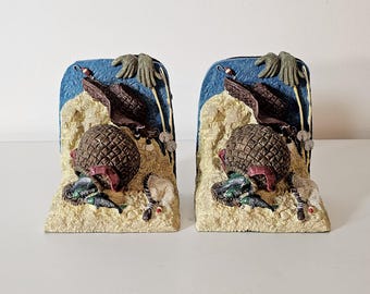 Vintage Fly Fishing Pair of Resin Bookends 1970s