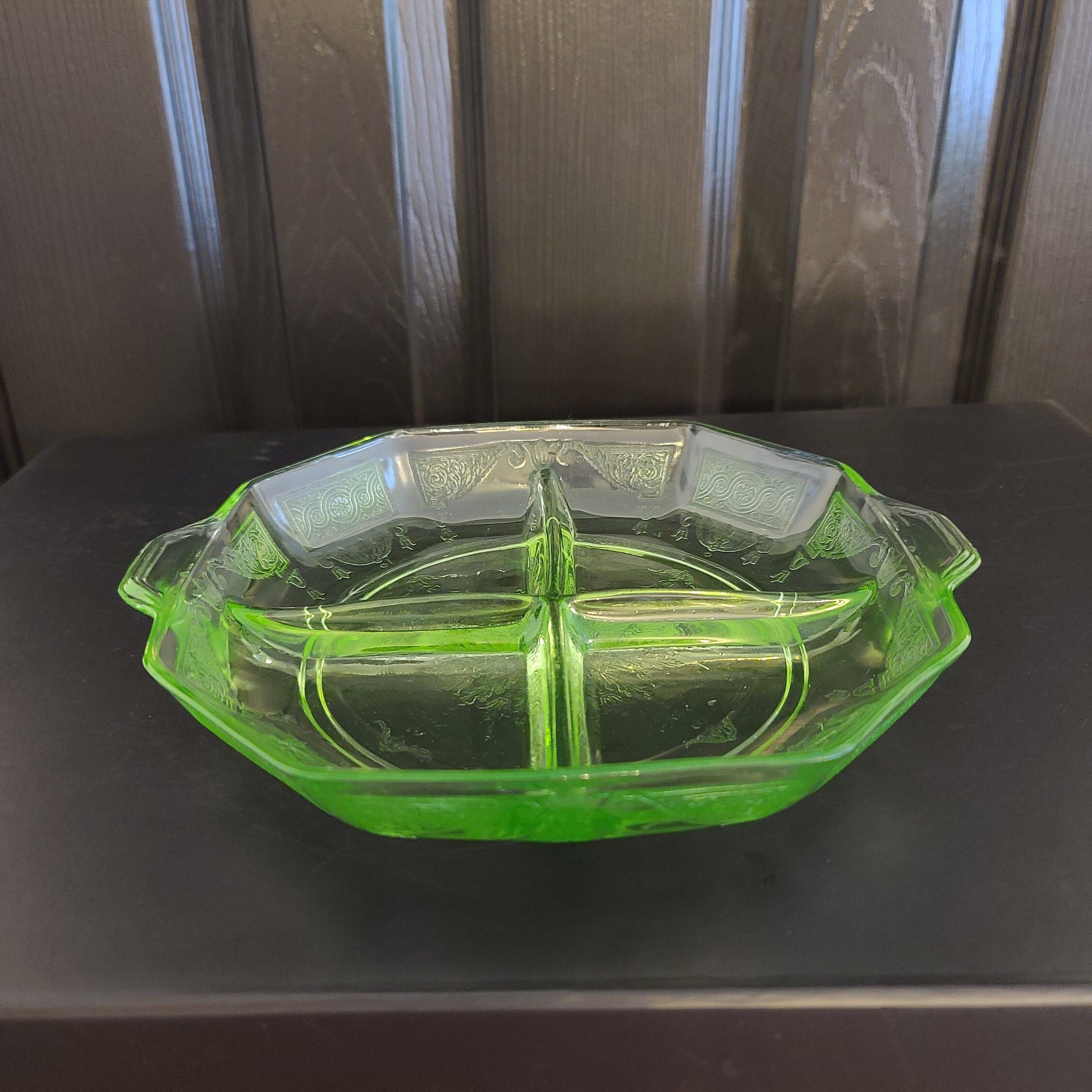 RARE 1930s Hocking Princess Collection Green Uranium Depression Glass