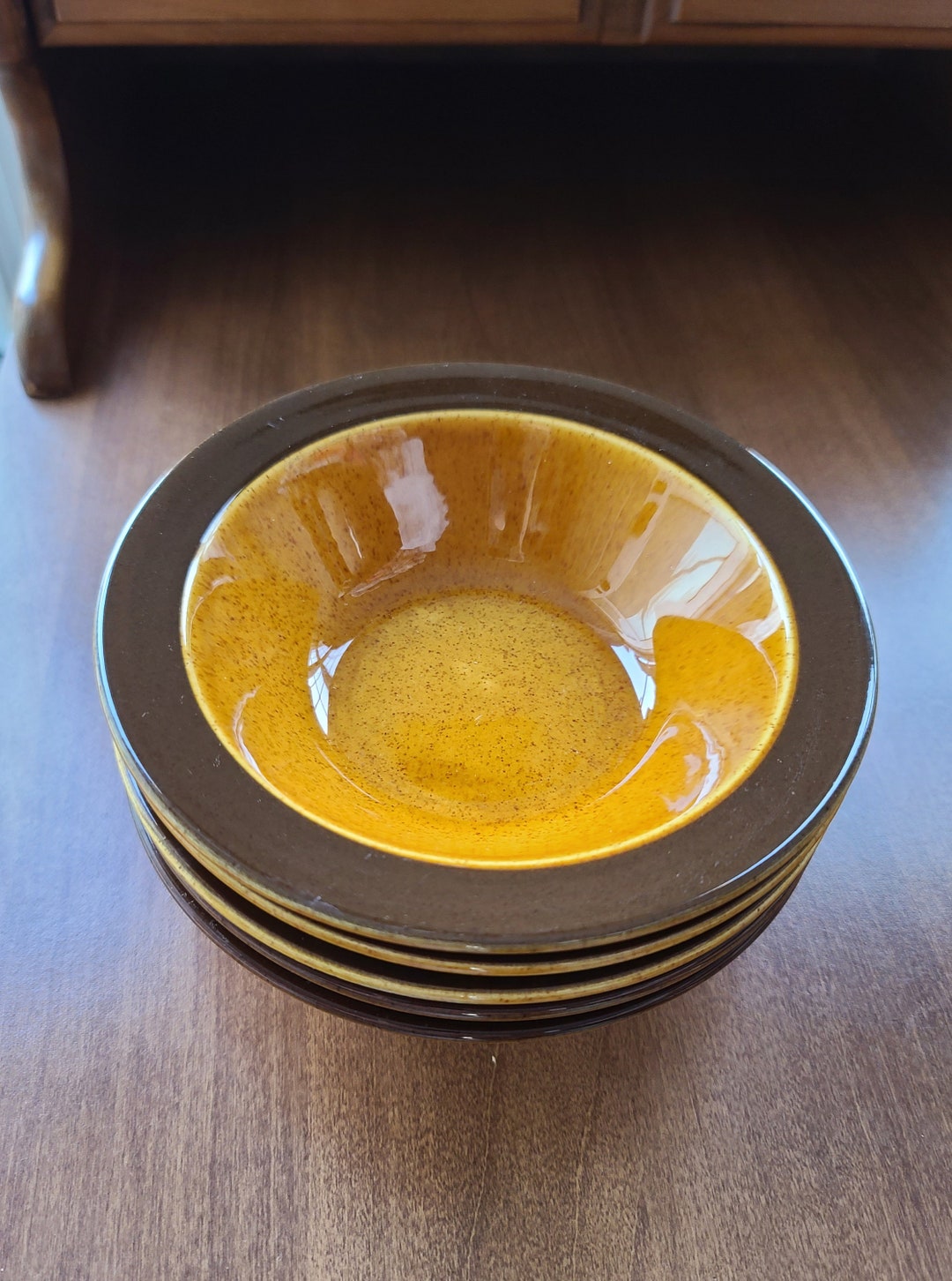 Decostone by Andre Pouche Set of 5 Gold Brown Speckled Floral Etsy