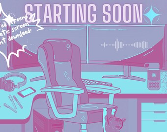ANIMATED twitch screens |  lofi stream room purple sparkles cat simple twitch scenes | gamer | lofi |cozy